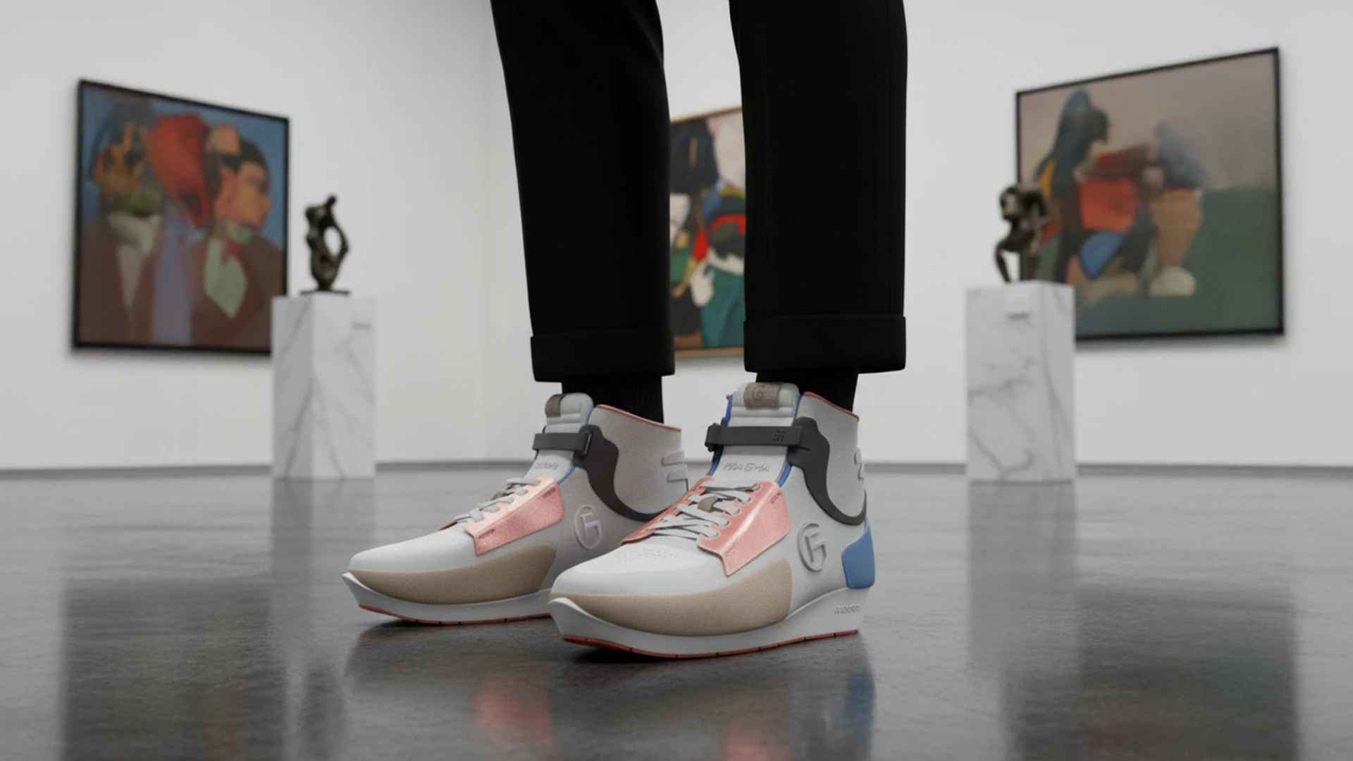 Pragma footwear concept rear view showing heel geometry and material transitions