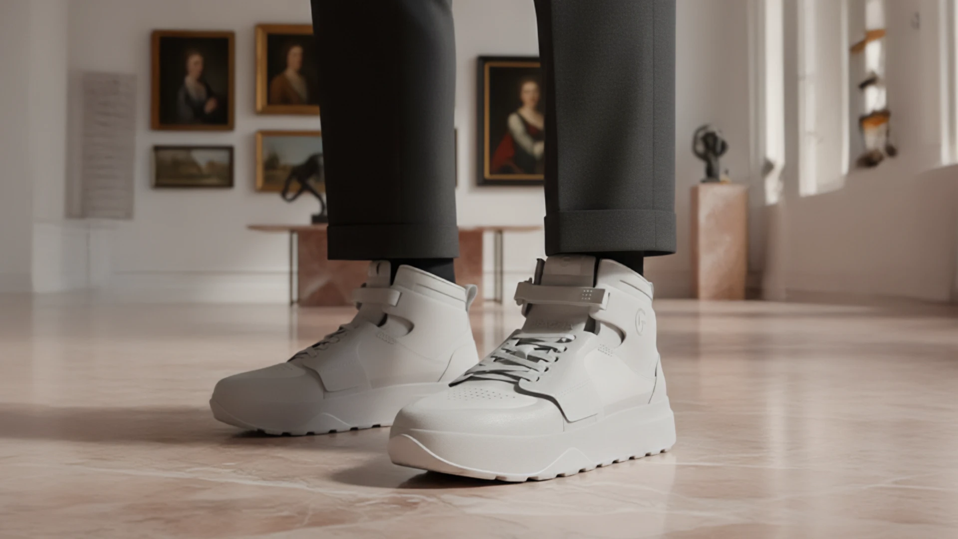 Pragma footwear concept in white colourway highlighting clean surfaces and light materials