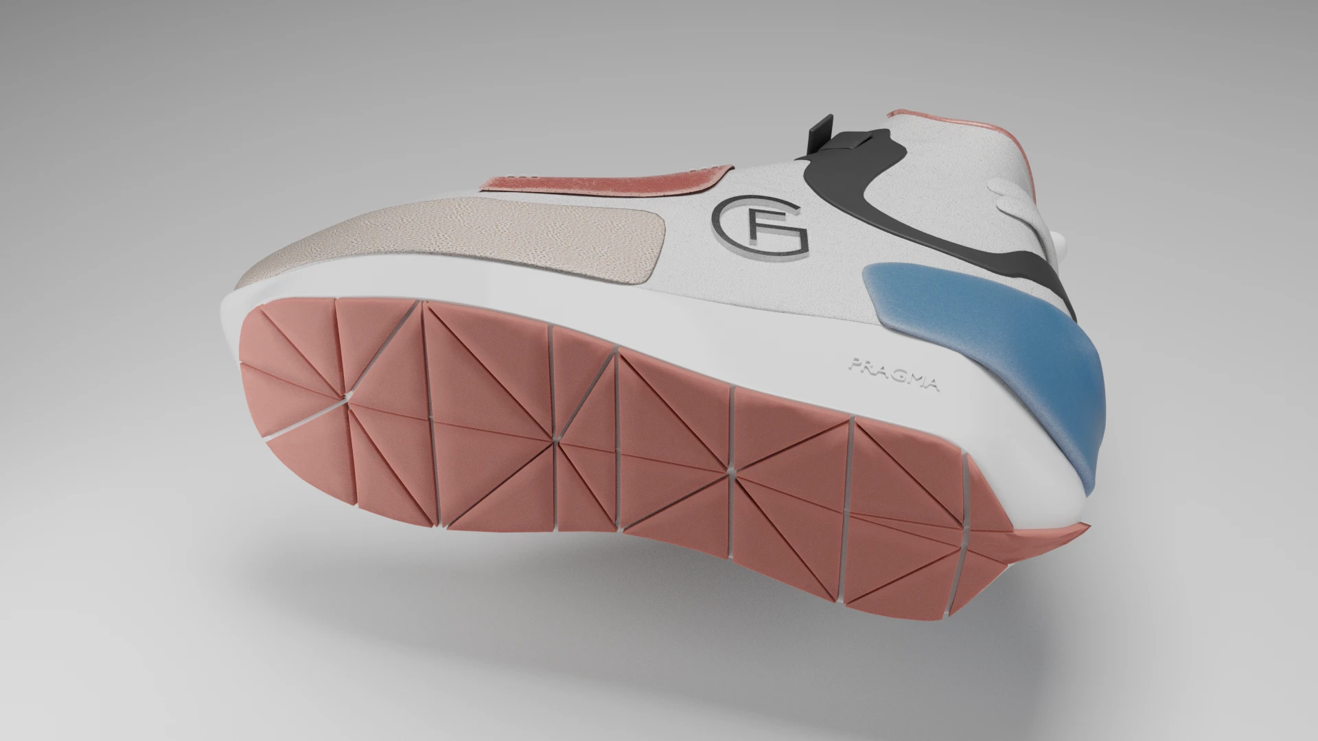 Pragma footwear concept sole detail showing tread pattern and structural design