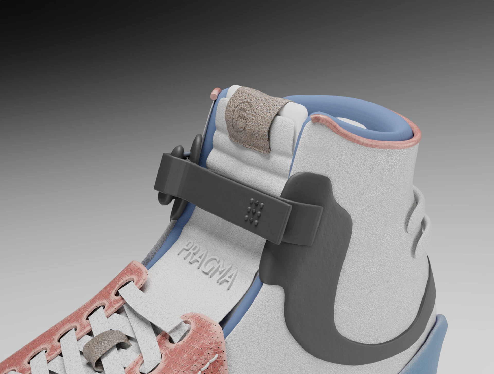 Pragma footwear concept sculptural 3D shoe design exploring form and material balance