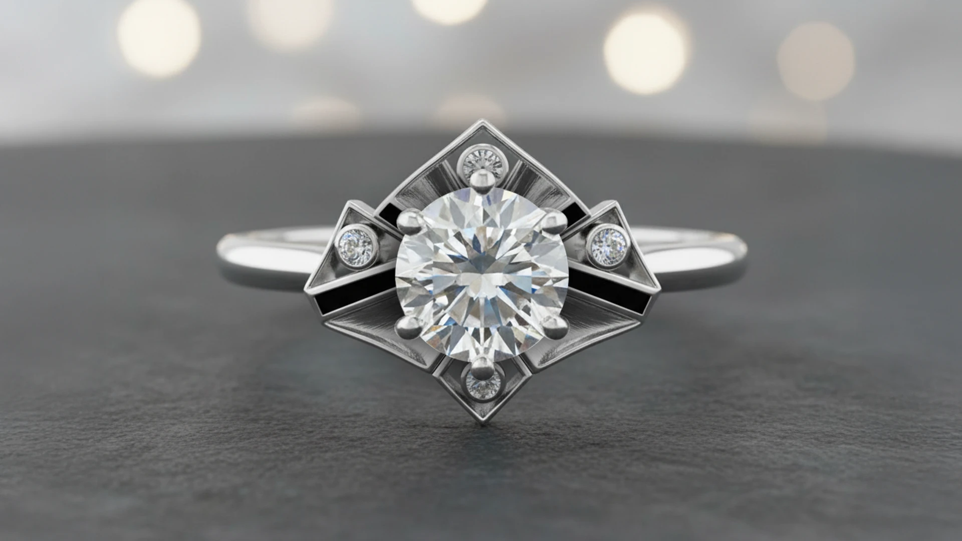 Sub rosa Redouté engagement ring — front view highlighting rose-inspired crown and central diamond